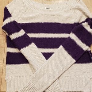 Cream and Purple Knit Sweater